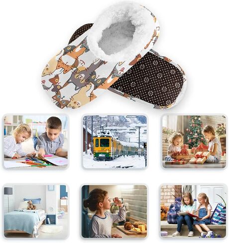 Boys Girls Toddler Slippers for Kids Home House Slippers Warm Fur Non Slip Plush Indoor Slipper Socks in Kuwait