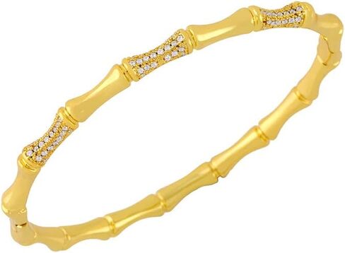 SEEJAAN Cubic Zirconia Bamboo Bangle Bracelet with hinged closure in Saudi Arabia