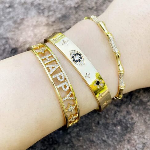 SEEJAAN Cubic Zirconia Bamboo Bangle Bracelet with hinged closure in Saudi Arabia