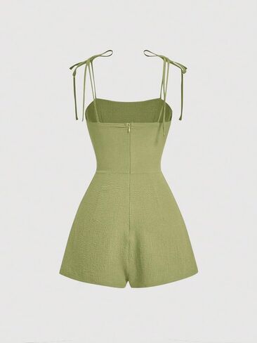 SHENHE Women's Spaghetti Strap Tie Shoulder Ruched Bust Cute Summer Romper Short Jumpsuit in Saudi Arabia