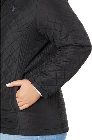 U.S. POLO ASSN. Plus Size Cozy Faux Fur Lined Diamond Quilted Hooded Puffer with Side Panel in Saudi Arabia