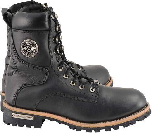 حذاء Milwaukee Leather MBM9095W للرجال الكلاسيكي باللون الأسود "واسع العرض" برباط مع سحاب جانبي - 9.5W in Saudi Arabia