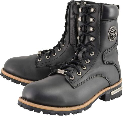 حذاء Milwaukee Leather MBM9095W للرجال الكلاسيكي باللون الأسود "واسع العرض" برباط مع سحاب جانبي - 9.5W in Saudi Arabia