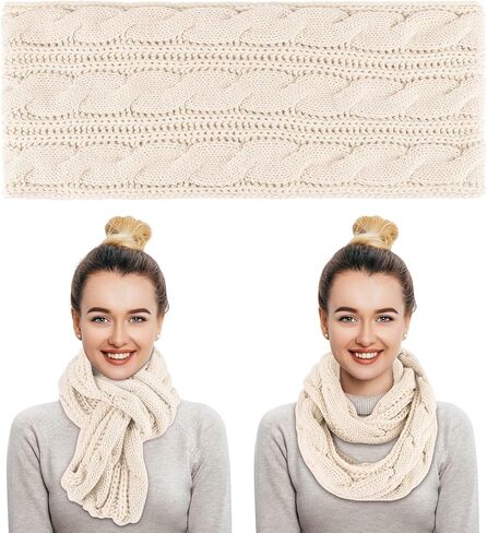 Apoway Winter Warm Set Knitted Scarf Beanie Hat Touch Screen Gloves Warm Cover Set Cold Weather Gifts for Men or Women in Kuwait