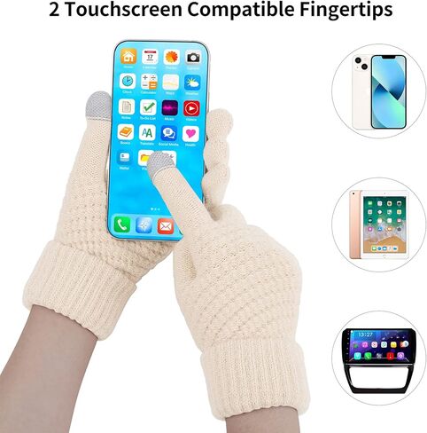 Apoway Winter Warm Set Knitted Scarf Beanie Hat Touch Screen Gloves Warm Cover Set Cold Weather Gifts for Men or Women in Kuwait