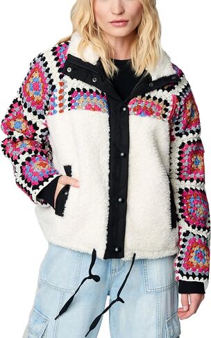 [BLANKNYC] Womens Luxury Clothing Crochet Sherpa Jacket, Comfortable & Stylish Coat in Saudi Arabia