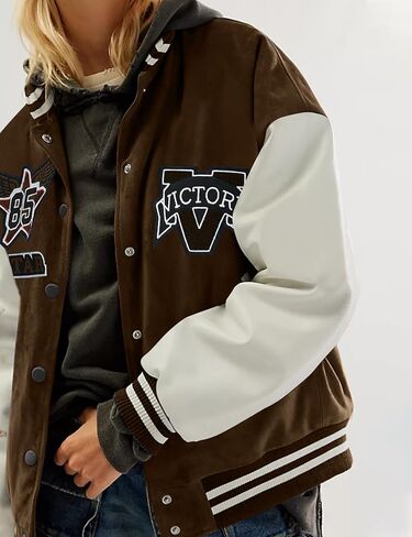 SEL NATURAL Bomber البيسبول سترة زر أسفل إلكتروني طباعة سترة رياضية يندبروف معطف مبطن دافئ Y2K للجنسين in Kuwait