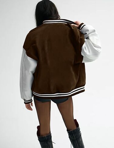 SEL NATURAL Bomber البيسبول سترة زر أسفل إلكتروني طباعة سترة رياضية يندبروف معطف مبطن دافئ Y2K للجنسين in Kuwait