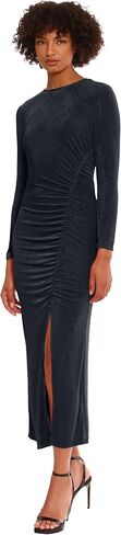 Donna Morgan Women's Ruched Princess Seam Dress with Slit Detail Event Party Occasion Guest of in Saudi Arabia