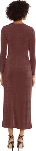 Donna Morgan Women's Ruched Princess Seam Dress with Slit Detail Event Party Occasion Guest of in Saudi Arabia