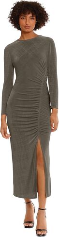 Donna Morgan Women's Ruched Princess Seam Dress with Slit Detail Event Party Occasion Guest of in Saudi Arabia