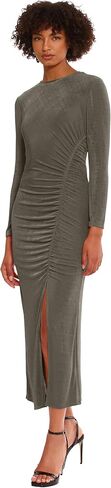 Donna Morgan Women's Ruched Princess Seam Dress with Slit Detail Event Party Occasion Guest of in Saudi Arabia