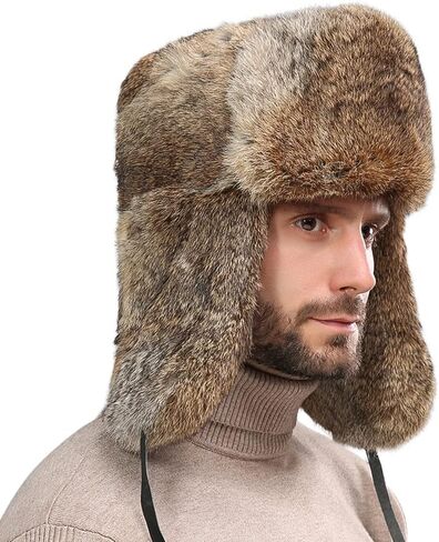 SIQITECHNO الرجال الشتاء الصياد قبعة الروسية جندي قبعة فو الفراء Ushanka الإسكيمو قبعة إيرفلاب الطيار قبعة يندبروف الصيد قبعة تزلج in Saudi Arabia