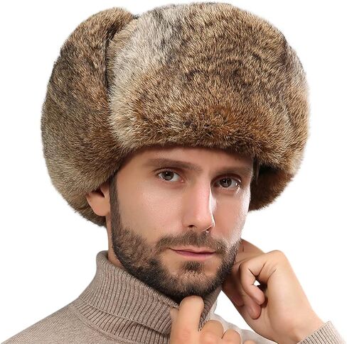 SIQITECHNO الرجال الشتاء الصياد قبعة الروسية جندي قبعة فو الفراء Ushanka الإسكيمو قبعة إيرفلاب الطيار قبعة يندبروف الصيد قبعة تزلج in Saudi Arabia
