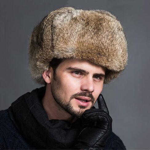 SIQITECHNO الرجال الشتاء الصياد قبعة الروسية جندي قبعة فو الفراء Ushanka الإسكيمو قبعة إيرفلاب الطيار قبعة يندبروف الصيد قبعة تزلج in Saudi Arabia