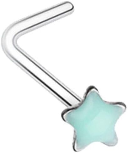 فريدوم فاشن حلقة متوهجة متوهجة في الظلام على شكل نجمة على شكل حرف L 316L من الفولاذ الجراحي للأنف in Kuwait