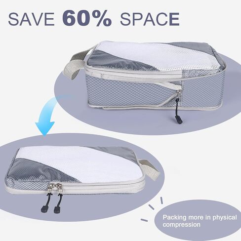 6 Set Ultralight Compression Packing Cubes Packing Organizer with Shoe Bag for Travel Accessories Luggage Suitcase Backpack in Saudi Arabia