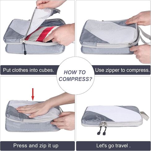 6 Set Ultralight Compression Packing Cubes Packing Organizer with Shoe Bag for Travel Accessories Luggage Suitcase Backpack in Saudi Arabia