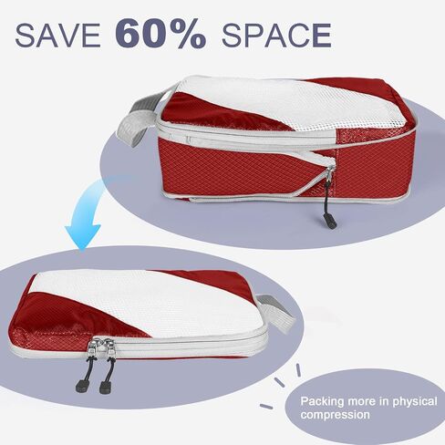 6 Set Ultralight Compression Packing Cubes Packing Organizer with Shoe Bag for Travel Accessories Luggage Suitcase Backpack in Saudi Arabia