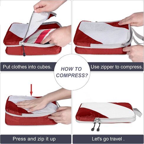 6 Set Ultralight Compression Packing Cubes Packing Organizer with Shoe Bag for Travel Accessories Luggage Suitcase Backpack in Saudi Arabia