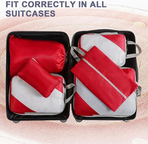 6 Set Ultralight Compression Packing Cubes Packing Organizer with Shoe Bag for Travel Accessories Luggage Suitcase Backpack in Saudi Arabia