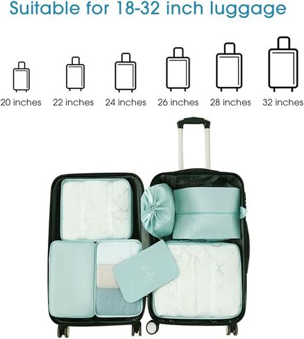 10 PCS Travel Packing Organizers, Luggage Organizers for Suitcase Set, Travel Packing Cubes for Suitcase Lightweight Travel Essential Bag with Large Toiletries Bag for Clothes Shoes in Saudi Arabia
