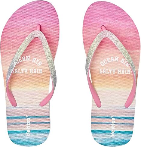 شبشب للفتيات الصغيرات من Veittes، صندل للفتيات الصغيرات/الكبيرات سهل الارتداء على الشاطئ مع نمط أناناس حورية البحر للأطفال الأكبر سنًا. in Kuwait