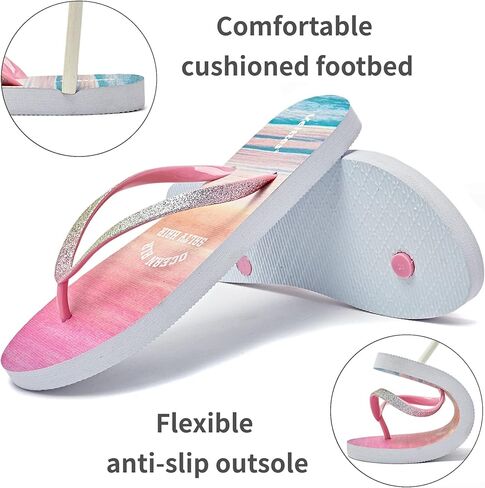 شبشب للفتيات الصغيرات من Veittes، صندل للفتيات الصغيرات/الكبيرات سهل الارتداء على الشاطئ مع نمط أناناس حورية البحر للأطفال الأكبر سنًا. in Kuwait