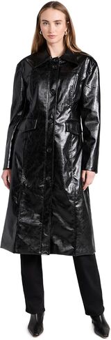 MOON RIVER Women's Faux Leather Midi Coat in Saudi Arabia