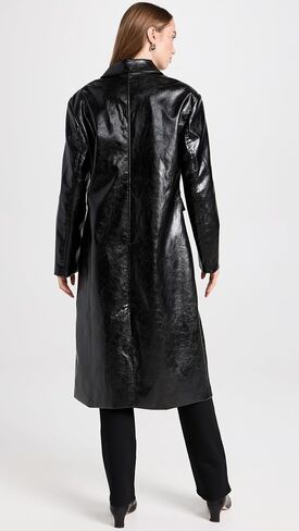 MOON RIVER Women's Faux Leather Midi Coat in Saudi Arabia