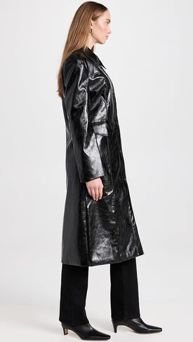 MOON RIVER Women's Faux Leather Midi Coat in Saudi Arabia