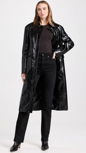 MOON RIVER Women's Faux Leather Midi Coat in Saudi Arabia