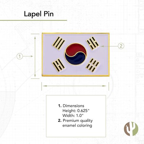 South Korea Country Rectangle Flag Lapel Pin Enamel Made of Metal Memorvenir Hat Men Patriotic (Rectangle Pin) in Saudi Arabia