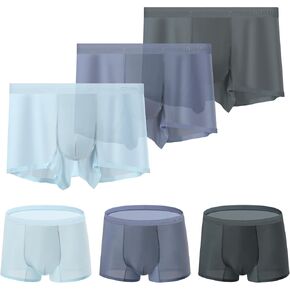 ZEEIAON Men's Underwear Boxer Briefs Ice Silk Viscose Comfortable Cool Seamless Underwear Trunks 3-Pack in Saudi Arabia