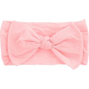 Wee Ones Stretch Nylon Baby Band with Nylon Bowtie - White (0-6 months)