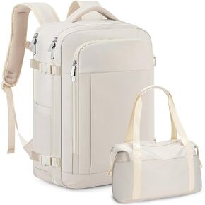 RDTGO Travel Backpack For Women, Personal Item Travel Bag Fits 17" Laptop, Flight Approved Carry-On Backpack, Hiking Backpack, Waterproof Outdoor College Casual Daypack (Beige) in Kuwait