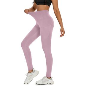 WEAREFO Women' s High Waist Yoga Pants Tummy Control Workout Running Lounge Yoga Leggings for Women with Side Pockets