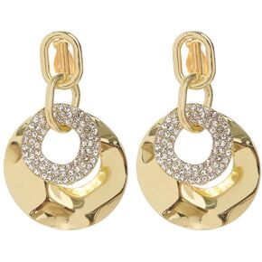 Women's Clip On Earrings Cubic Zirconia Crystal Hoop Earrings No Pierced Ears Dangle Earrings in Kuwait