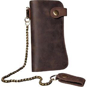 محفظة رجالي مع سلسلة جلدية طويلة Bifold Trucker Wallet Vintage Biker Money Clip مع سحاب in Kuwait