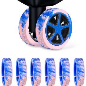 BOXOB 8pcs Luggage Wheel Covers, Thickened Suitcase Wheel Protector Covers Dopamine Silicone Luggage Spinner Wheel Covers Luggage Wheel Accessories for Most 8 Caster Luggage (blue+light blue)