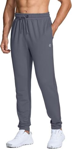 VEBOON بنطال رياضي للجري للرجال سروال رياضي للتمرين في صالة الألعاب الرياضية بنطال رياضي برباط مدبب ناعم ومريح وخفيف الوزن طويل مع جيوب in Kuwait