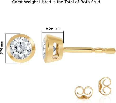 Lab Grown Bezel Set Diamond Earrings | 14K Real Gold Diamond Stud Earrings for Women and Men | Certified GH VS/SI Color and Clarity Diamonds | Ideal Gift for Him or Her in Saudi Arabia