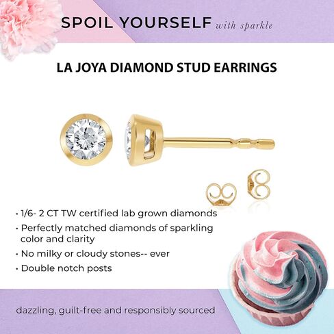 Lab Grown Bezel Set Diamond Earrings | 14K Real Gold Diamond Stud Earrings for Women and Men | Certified GH VS/SI Color and Clarity Diamonds | Ideal Gift for Him or Her in Saudi Arabia