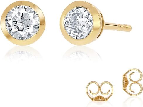 Lab Grown Bezel Set Diamond Earrings | 14K Real Gold Diamond Stud Earrings for Women and Men | Certified GH VS/SI Color and Clarity Diamonds | Ideal Gift for Him or Her in Saudi Arabia
