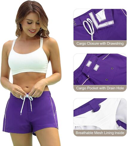 Rocorose Womens Swim Shorts Quick Dry Summer Water Beach Swimwear Board Shorts with Mesh Liner in Saudi Arabia