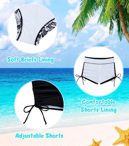 Taubow Girls Bikini Swimsuit 3 Pieces Bathing Suit with Shorts Adjustable Hawaii Swimwear 6-12 Years in Saudi Arabia