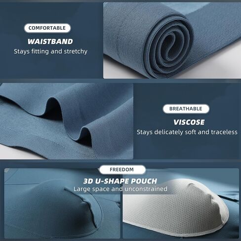 ZEEIAON Men's Underwear Boxer Briefs Ice Silk Viscose Comfortable Cool Seamless Underwear Trunks 3-Pack in Saudi Arabia