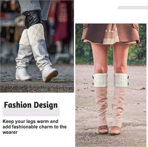 SATINIOR 6 Pairs Womens Boots Socks Winter Crochet Knitted Boot Cuffs with Button Stretchy Leg Warmers Short Socks Toppers for Women Girls, Black, White and Grey in Saudi Arabia
