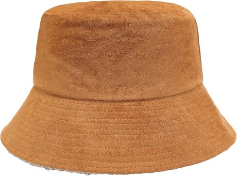 ZLYC Women's Reversible Winter Bucket Hat Faux Fur Fleece Lining Warm Fisherman Hat in Saudi Arabia