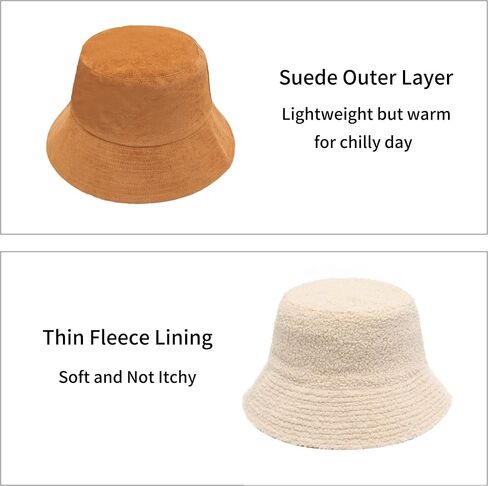 ZLYC Women's Reversible Winter Bucket Hat Faux Fur Fleece Lining Warm Fisherman Hat in Saudi Arabia